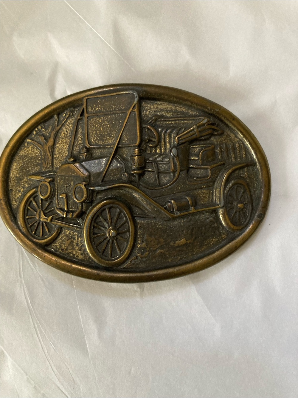 Avon Bronze-Tone Vintage Car Oval Belt Buckle
